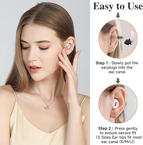 Miniatura 4 de Tapones para los oídos para dormir con cancelación de ruido, tapones de silicona reutilizables para reducción de ruido  6 puntas para los oídos en