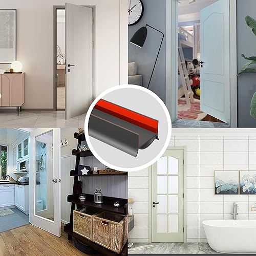 Miniatura 3 de Tapón de puerta para puerta, sello de puerta cortable de 36 pulgadas, fuerte barrido adhesivo para puertas exteriores e interiores. (1, negro)