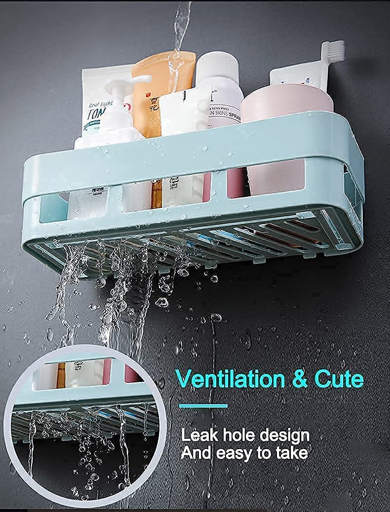 JEEJEX ABS Heavy Plastic Multipurpose Kitchen Bathroom Wall Holder Storage Rack Corner Shelf with Magic Strong Sticker Pair(Combo Shelves 2 Bathroom Shelves + 2 Corner) 3