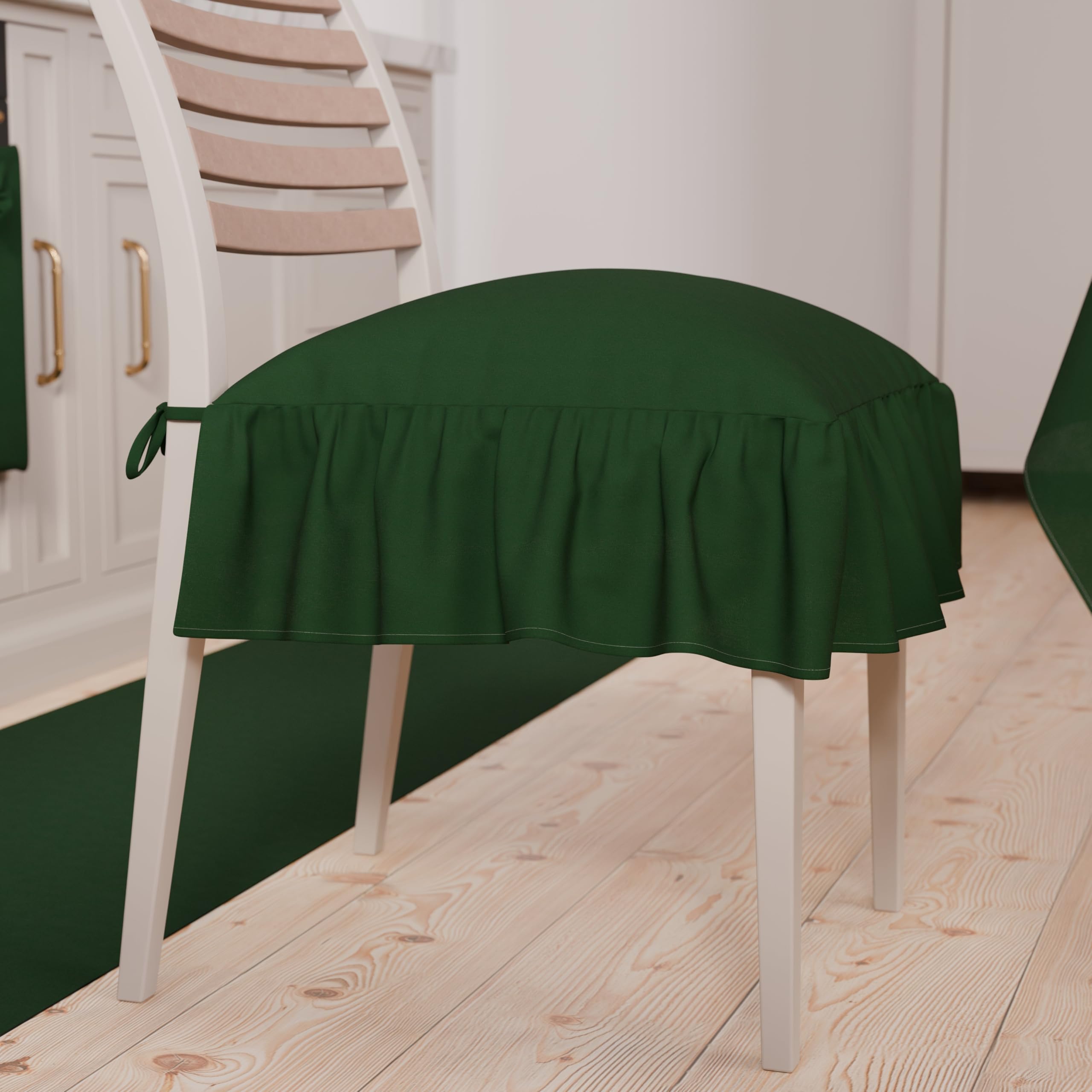 Soulagez les assises dures grâce aux coussins de chaise en coton à volants vert foncé