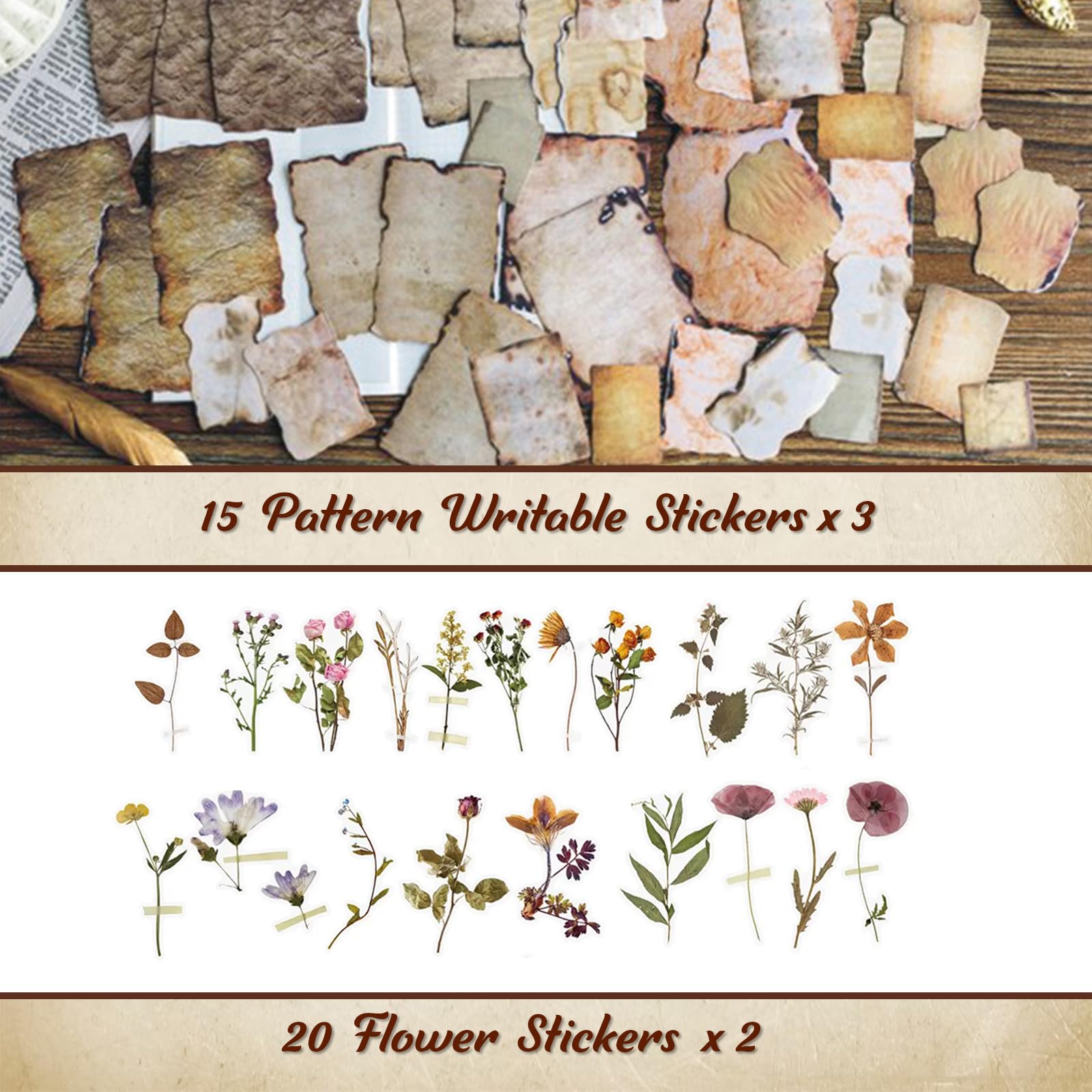 Vintage Scrapbook Paper Kit - 565 Pcs Flowers & Stickers -6