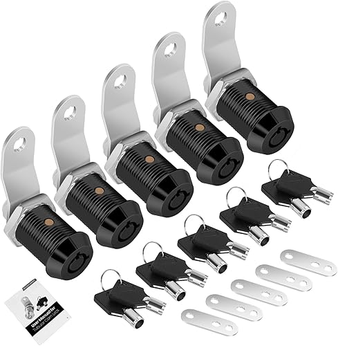 Paquete de 5 cerraduras de gabinete con llaves, cerraduras de almacenamiento de RV de 78 pulgadas con llaves iguales, cerraduras de RV para puerta