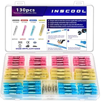 130pcs Heat Shrink Butt Connectors for Electrical Wiring