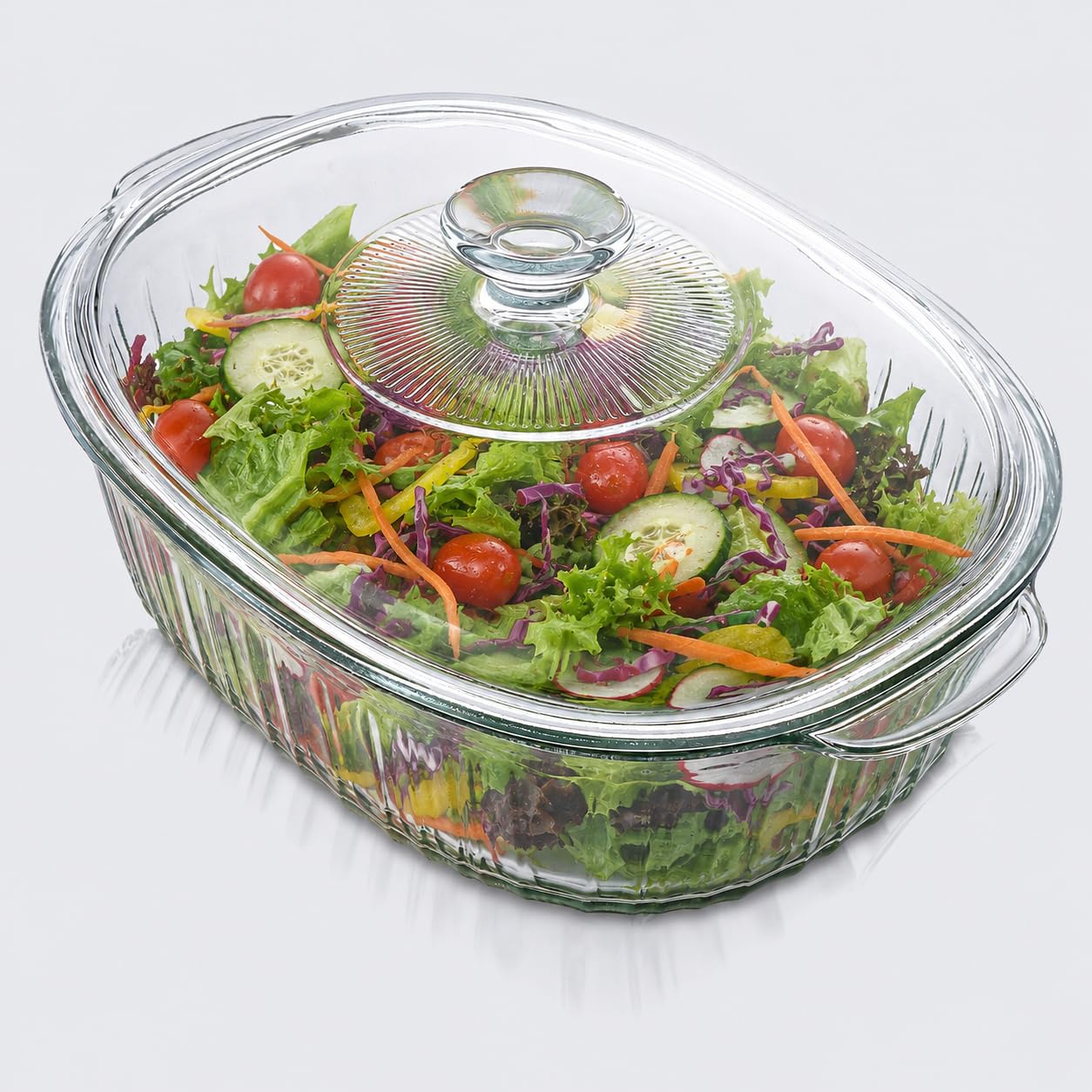 MUHXEL - Cacerola de cristal con tapa de 2,8 l con tapa, de vidrio resistente al calor, 2800 ml, para asar de cristal con tapa y asas, vidrio de borosilicato, para marinar, hornear, cocinar