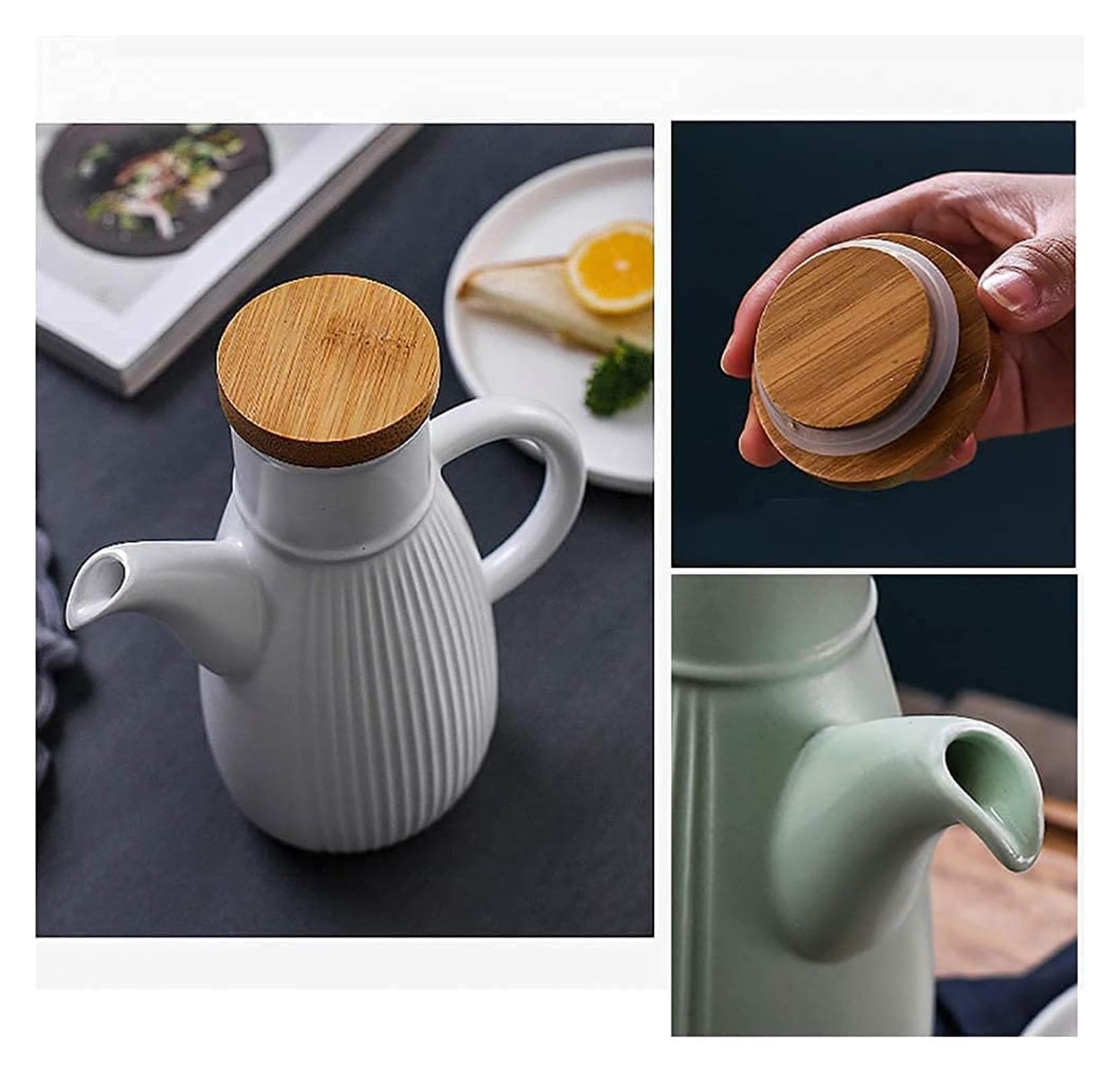 Set Olio e aceto Flacone Dispenser for aceto di Olio d'oliva da 750 ml, Bottiglia for condimento da Cucina Giapponese con Tappo a Prova di Polvere e a Prova di perdite Oliera
