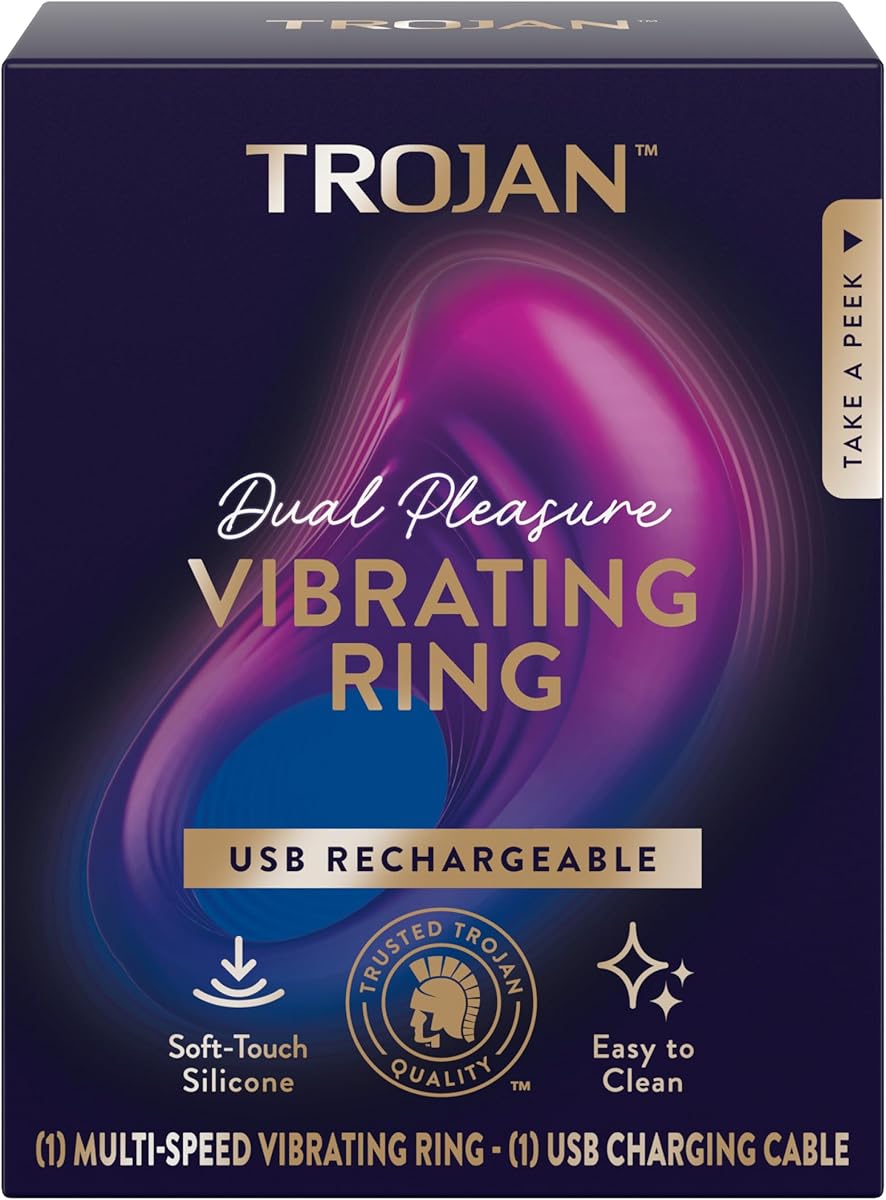 Trojan Dual Pleasure Vibrating Ring, Vibrator for Couples