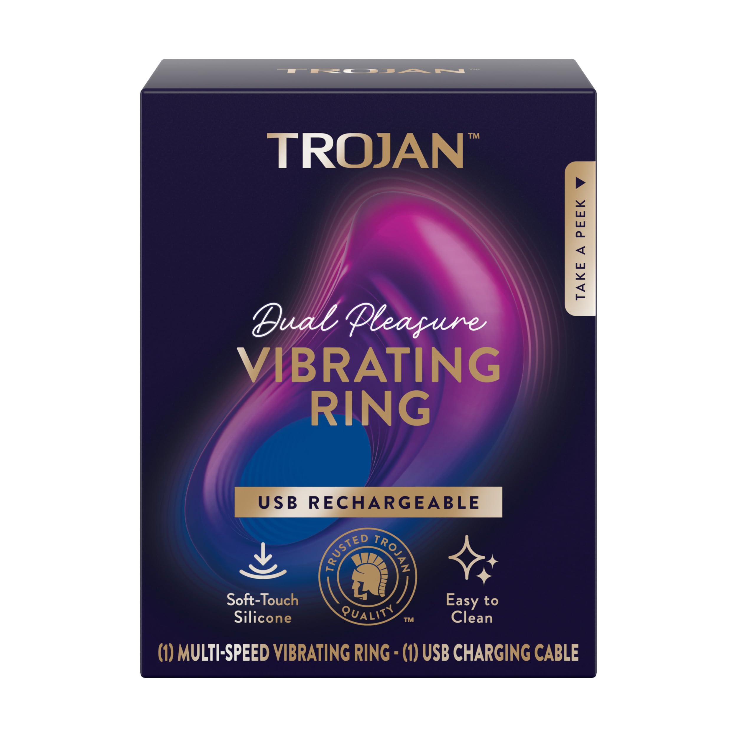 Trojan Dual Pleasure Vibrating Ring, Vibrator for Couples