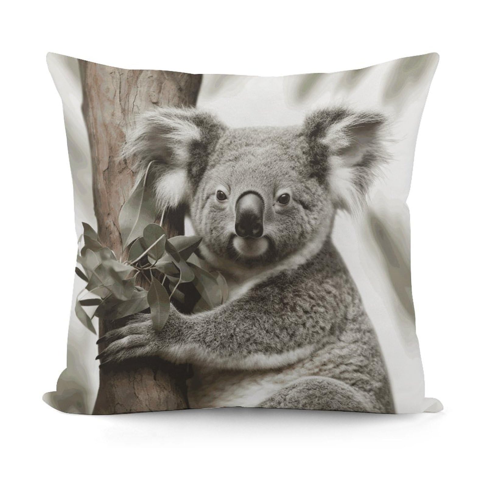 VstaDank Koala Pillow Covers Soft Plush Decorative Square Pillow Cover Modern Breathable Pillowcases Pillowcase with Invisible Zipper 18x18 Inches for Sofa Living Room