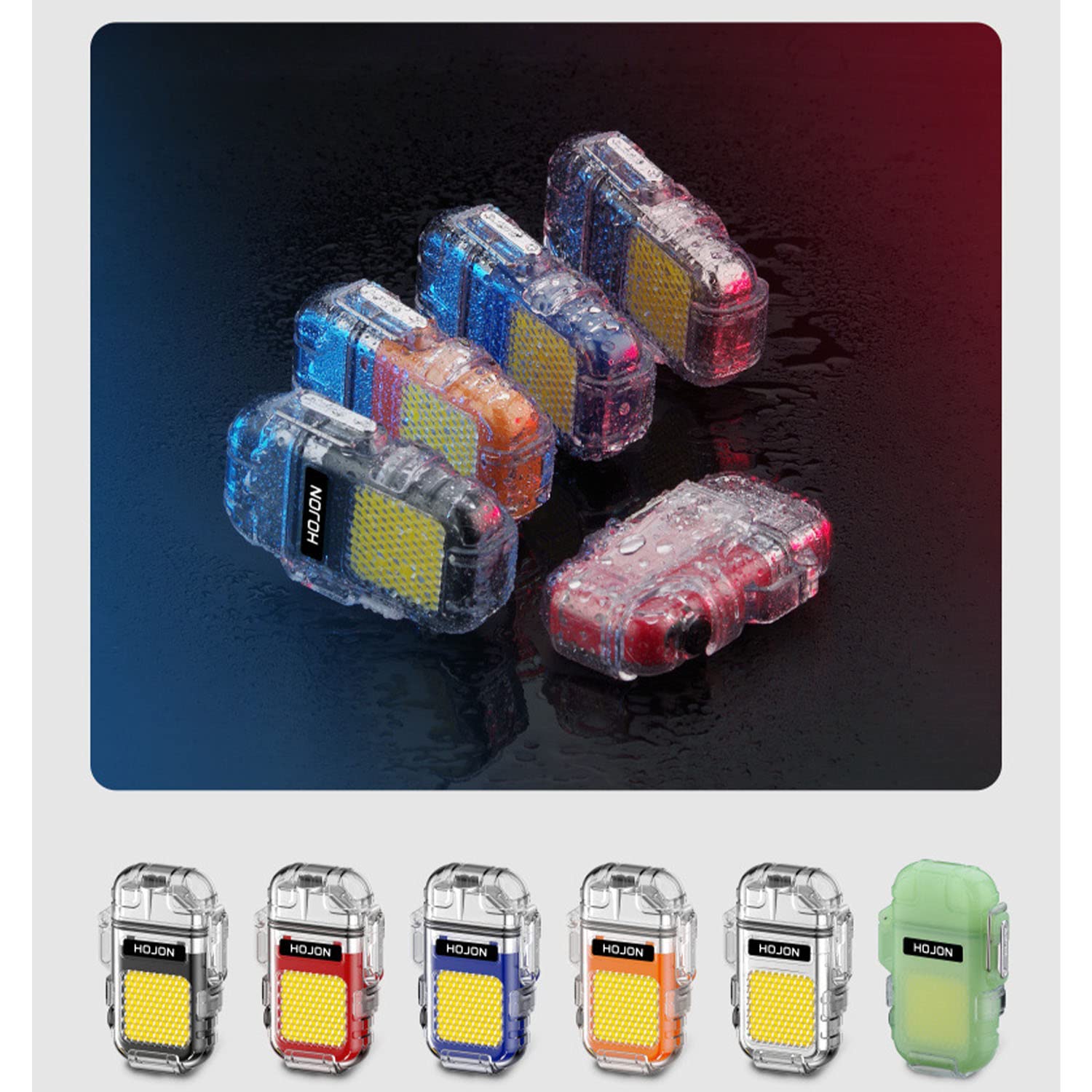 Briquet Électrique Coque Transparente Étanche Double Arc COB Lumière Portable USB Rechargeable sans Flamme Extérieur Coupe-Vent Briquet avec Lanière Boîte-Cadeau