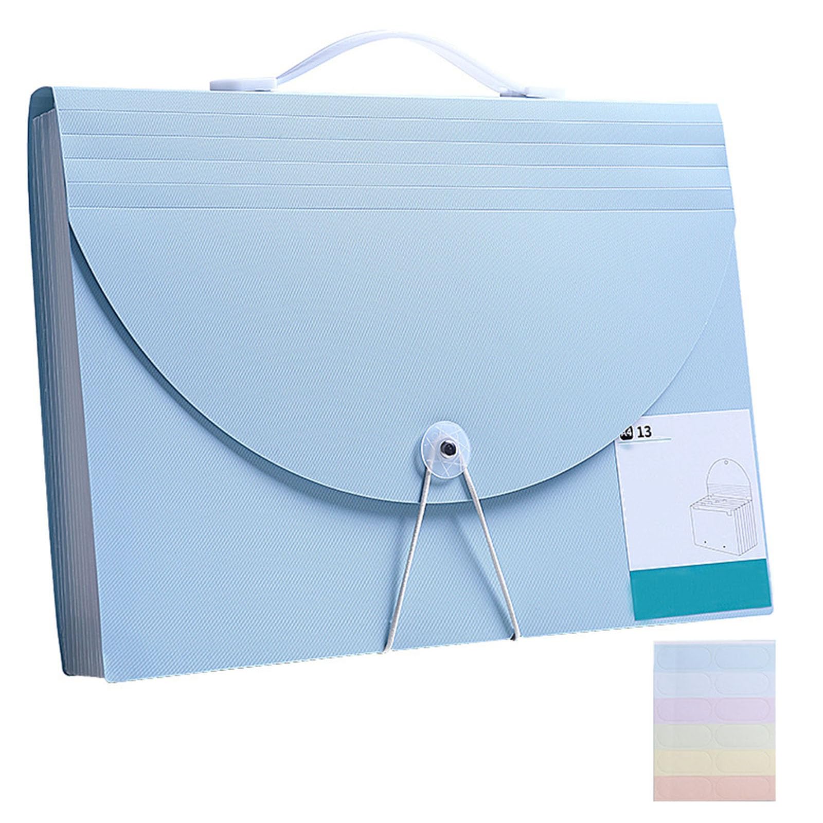 HOJKMA Expanding Organizer File Folder with Handle, 13 Pockets Letter Size Accordion File Organizer Desktop Accordion Folders A4 Paper Document Storage Organizer for Office, School, Home, Car, Blue