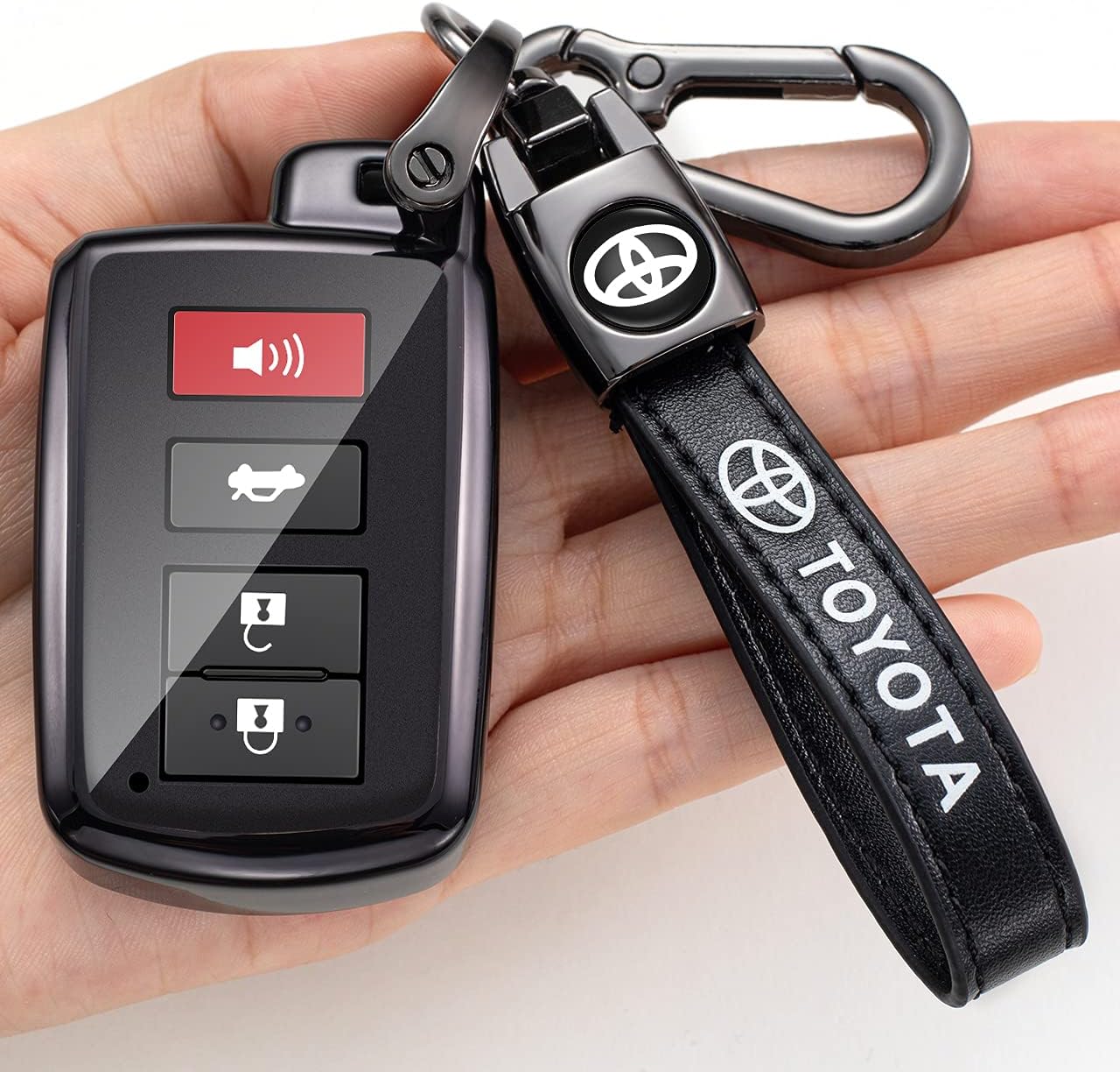 Genuine Leather Key Chain Suit for Toyota Avalon, Camry, Prius,Avalon Corolla RAV5 Highlander Keychain Keyring Family Present for Man and Woman,Accessories : Automotive