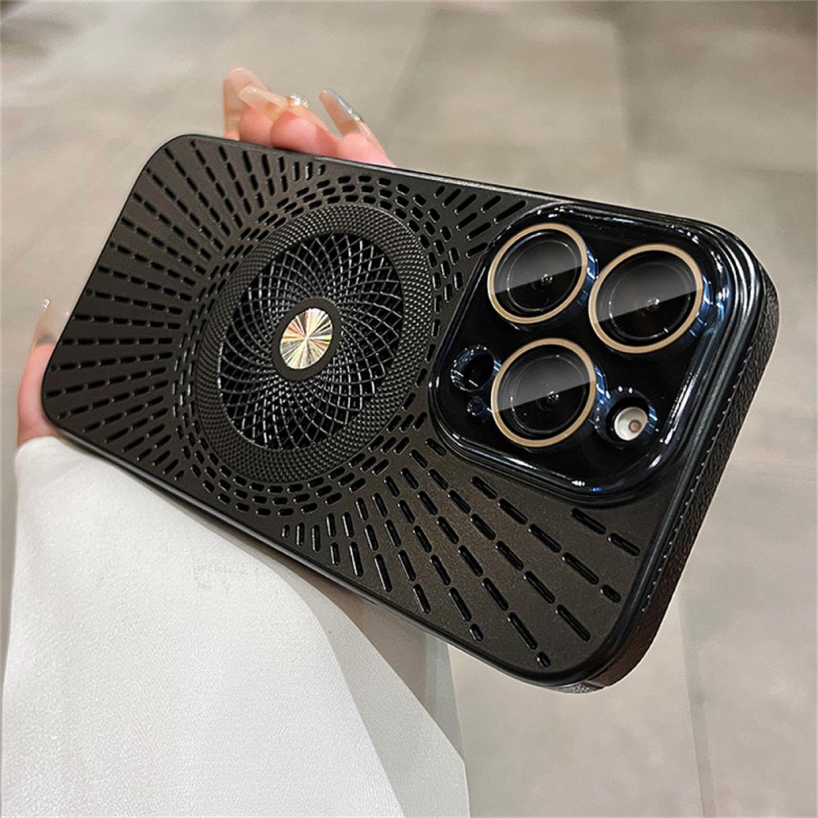 Coque de refroidissement pour iPhone 15 magnétique rigide contre la surchauffe noir