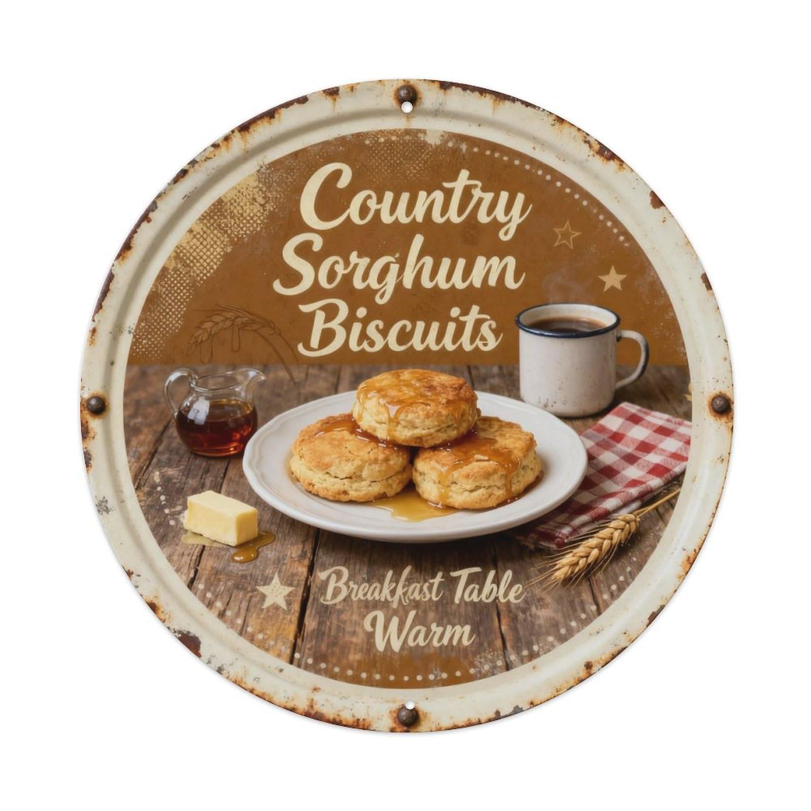 Country Sorghum Biscuits Metal Tin Sign Plaque