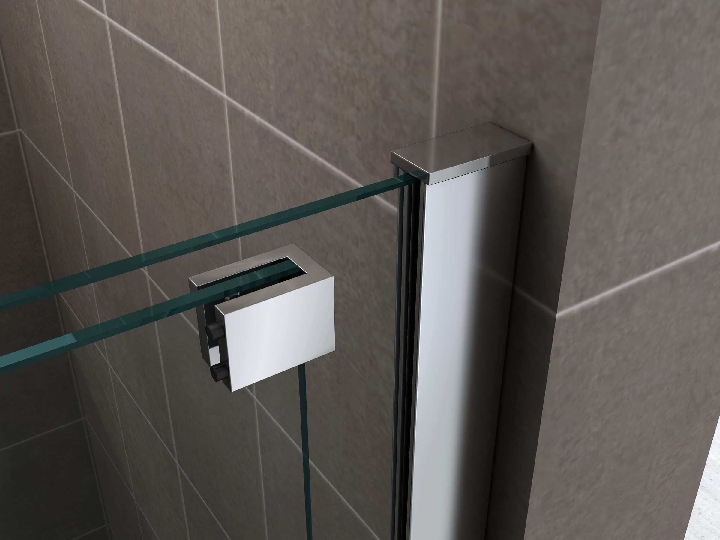 i-flair Cabina de ducha Nadine, 140 x 80 cm, mampara de ducha con puerta corredera en cromo, cristal de seguridad templado de 8 mm, cristal transparente, montaje a izquierda y derecha