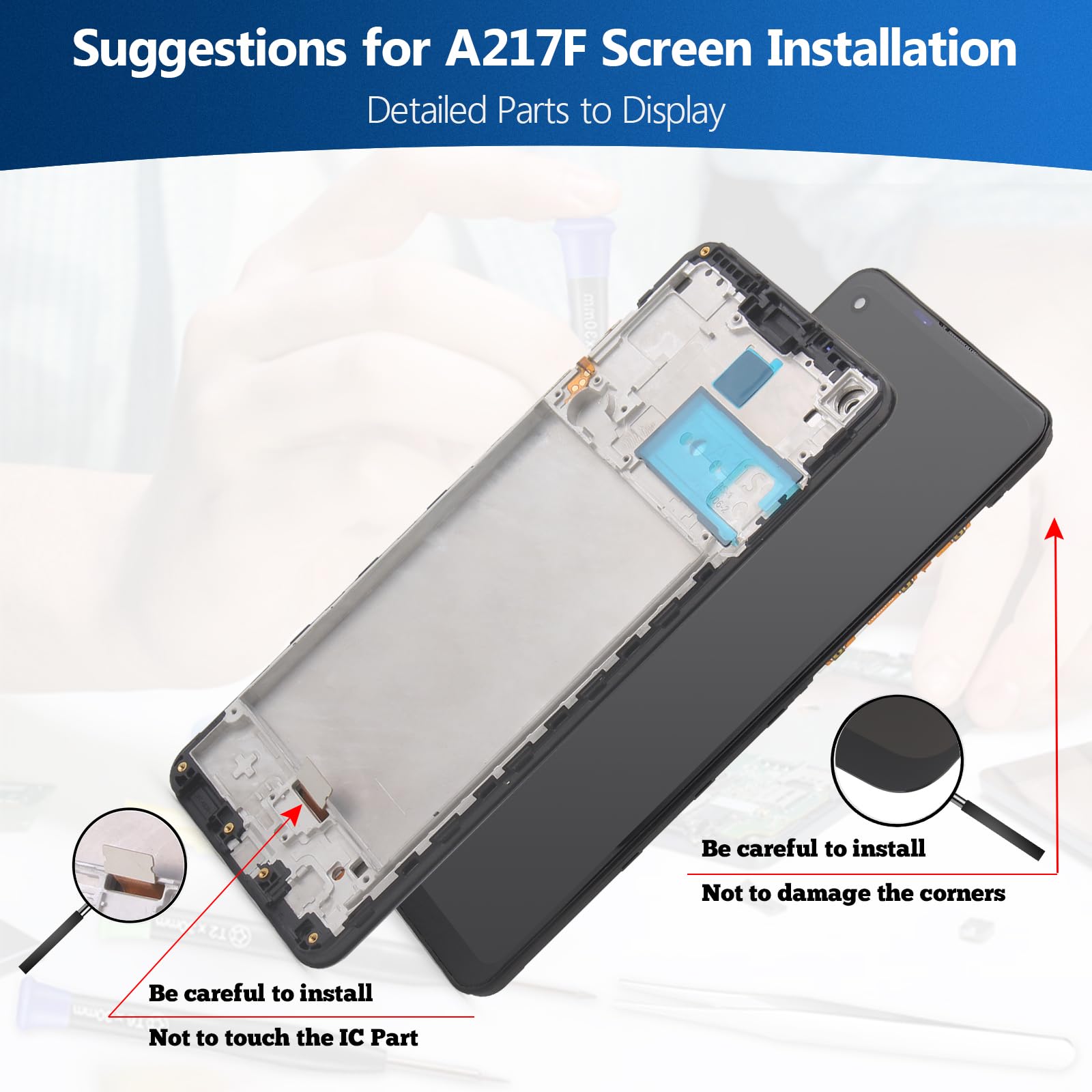 LCD Schermo per Samsung Galaxy A21S Display Touchscreen di Sostituzione del Display per Samsung A21S A217 LCD con Strumenti di Riparazione(Nero con Cornice)