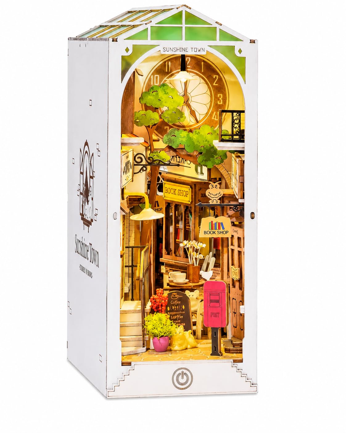 Rolife Book Nook Sunshine Town mit Licht, Puzzle 3D Booknook für Erwachsene