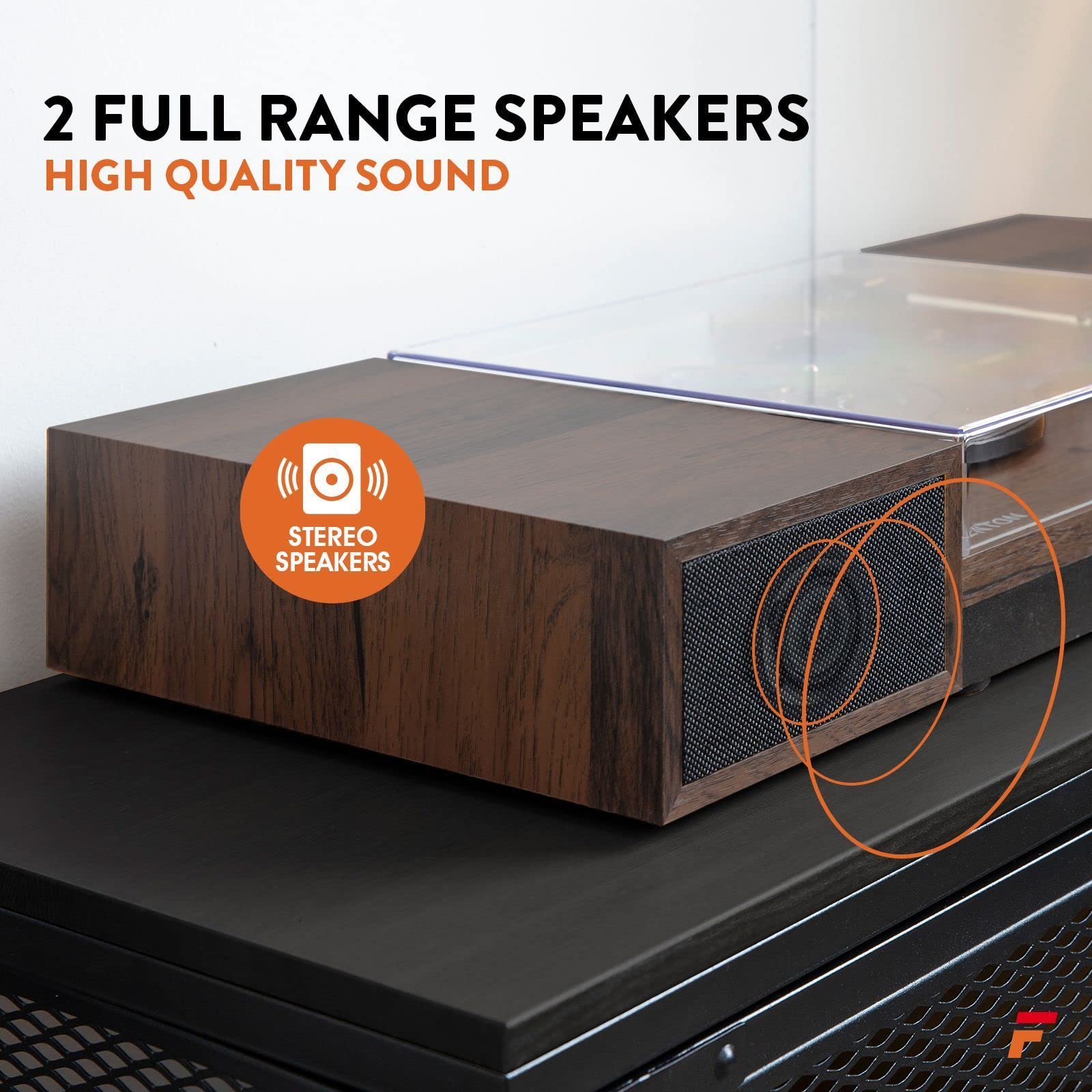 Giradischi retrò con Bluetooth e altoparlanti - Fenton RP165D - Puntina inclusa - Legno marrone scuro (102.155)