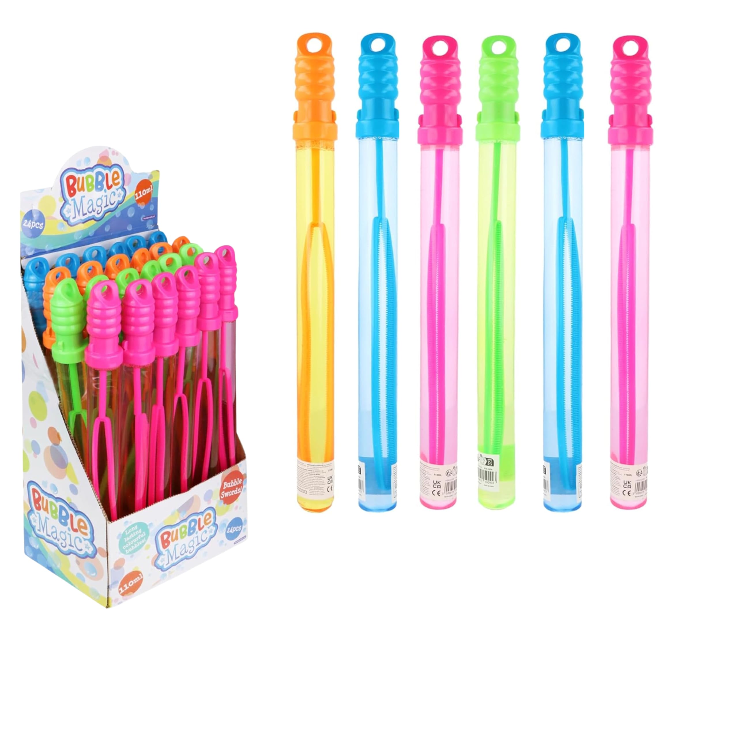 Lizzy 12 x Bubble Sword (110ml / 32cm) | Bubble Wand Party Toy in 4 Assorted Colours | Outdoor Fun for Kids | Ideal for Super Value Pack of Summer Party Favor, Outdoor Activity (12)