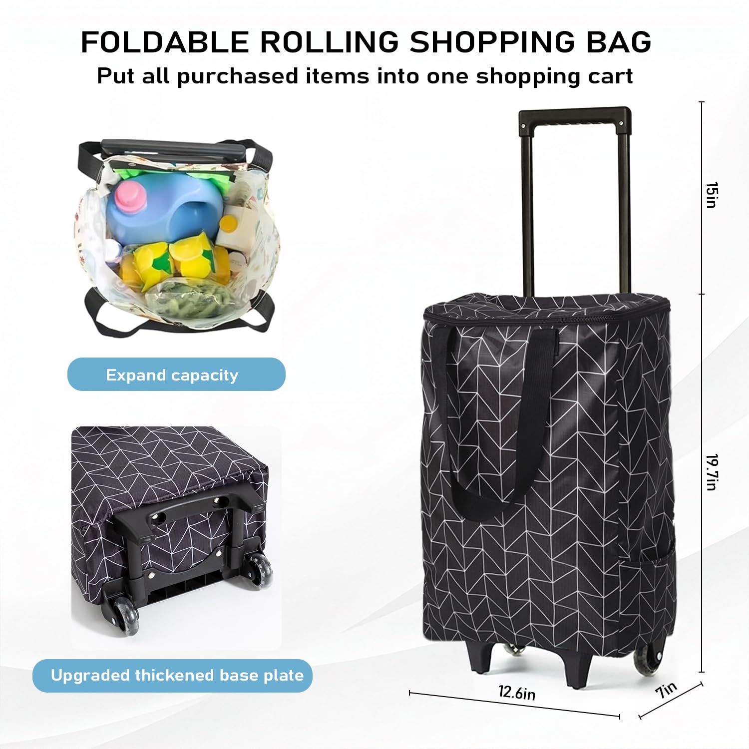 Small Rolling Cart - Foldable & Portable Shopping Cart -4 Small Rolling Cart - Foldable & Portable Shopping Cart -4