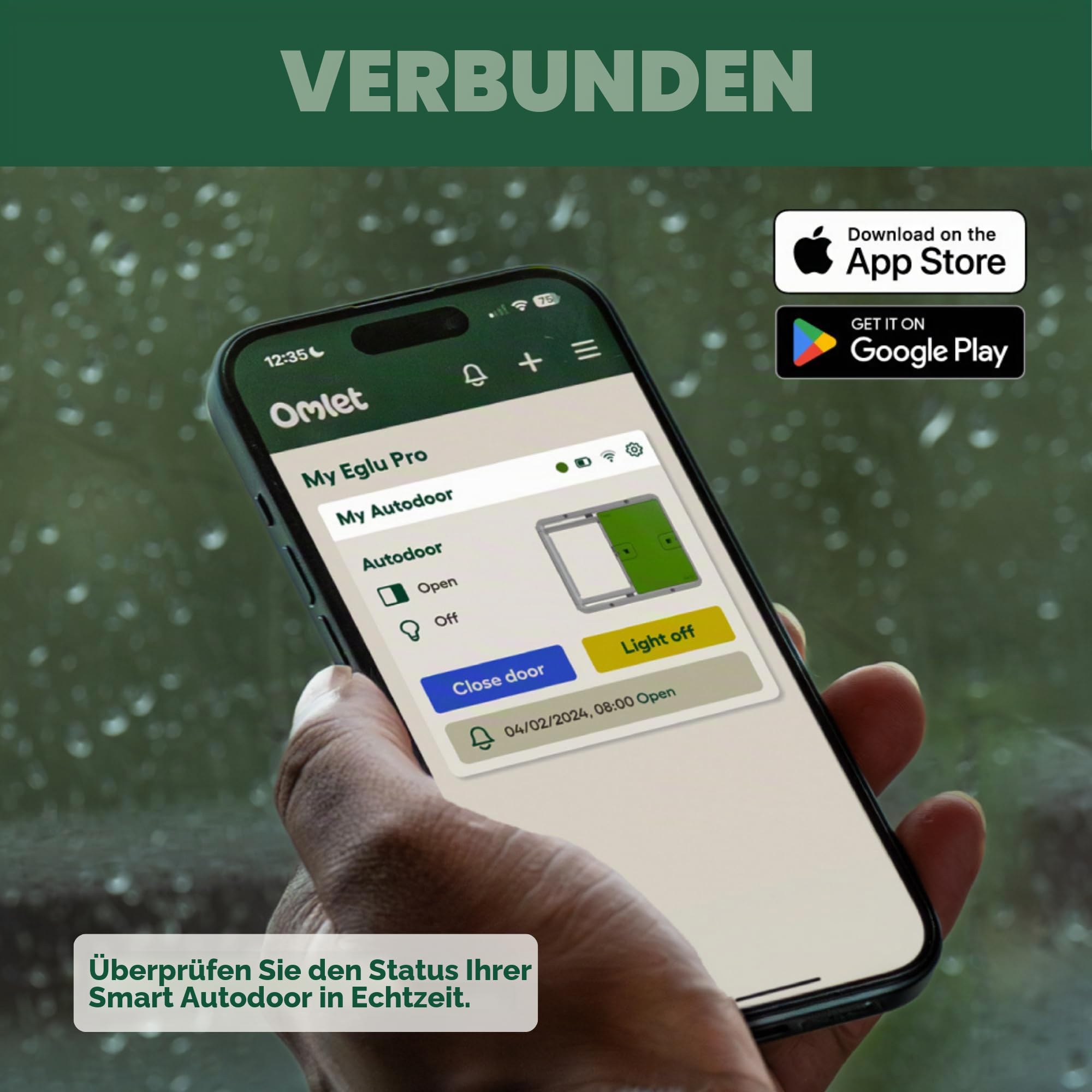 Omlet Intelligente automatische Hühnerstalltür | Wi-Fi-fähig | Programmierbar mit App oder Bedienfeld | Bedienung per Lichtsensor oder Timer | Netz- oder Batteriebetrieben | Sicherheitssensoren |