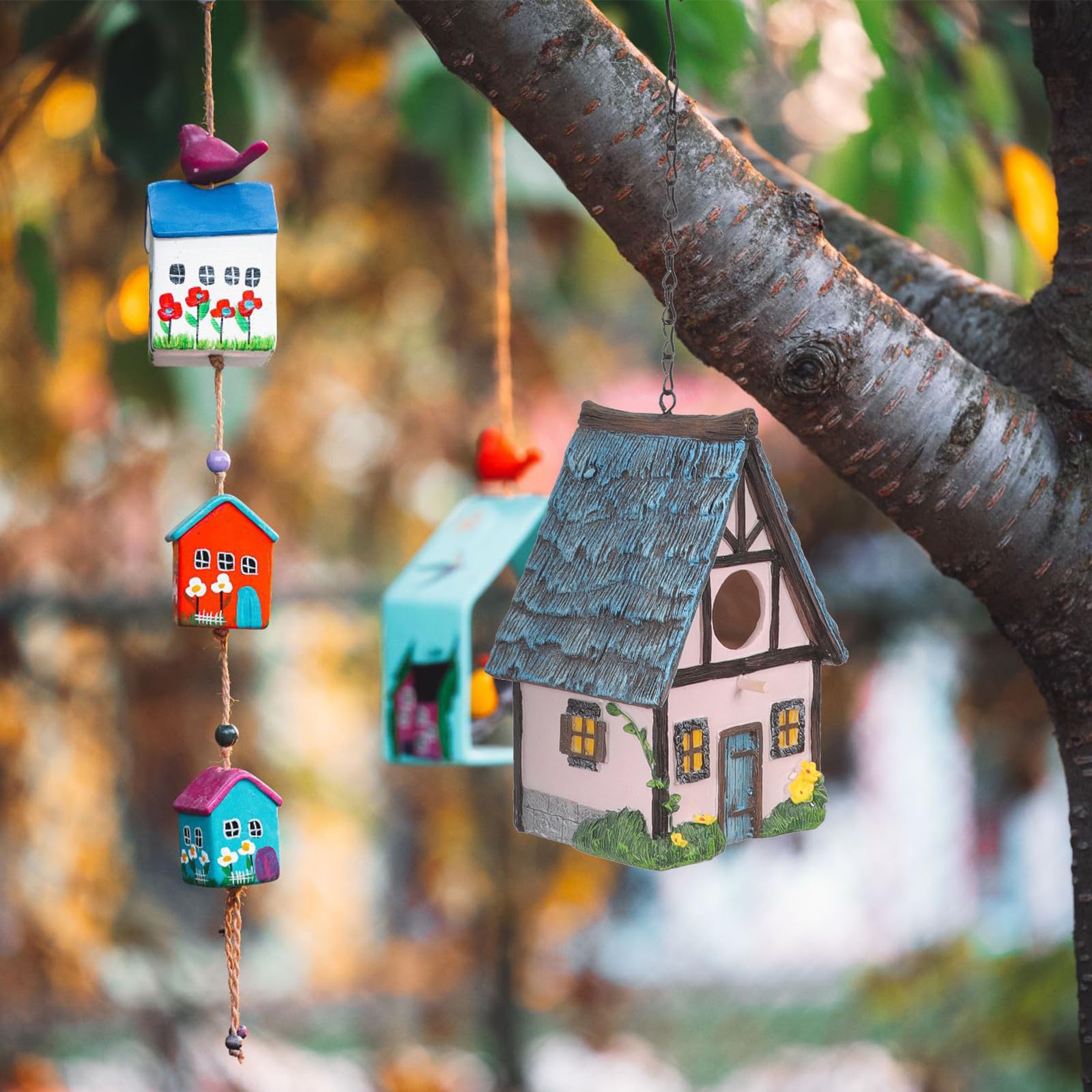 Vogelnistkasten aus Wetterfestem Harz Kleines Vogelhaus zum Aufhängen Parkornament für Garten und Terrasse Leicht und Pflegeleicht Schützender Außenvogel Schlafplatz