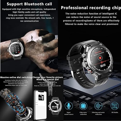 Vista 20 de T92 - Reloj inteligente con auriculares MP3, Bluetooth 3 en 1, reloj inteligente de 1.28 pulgadas, auriculares inalámbricos integrados, altavoz