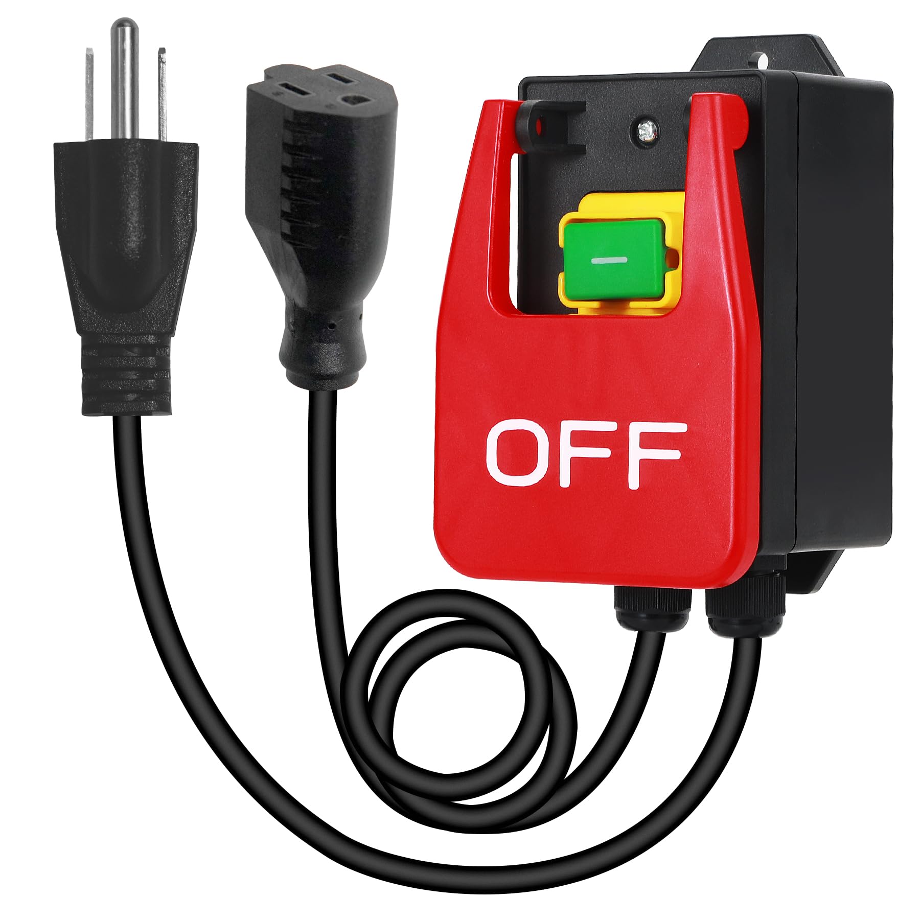Interruptor monofásico de 110 V a 120 V, interruptor de parada de emergencia, interruptor de sierra de mesa con paleta de señal de parada grande para corte rápido de energía a fresadoras y