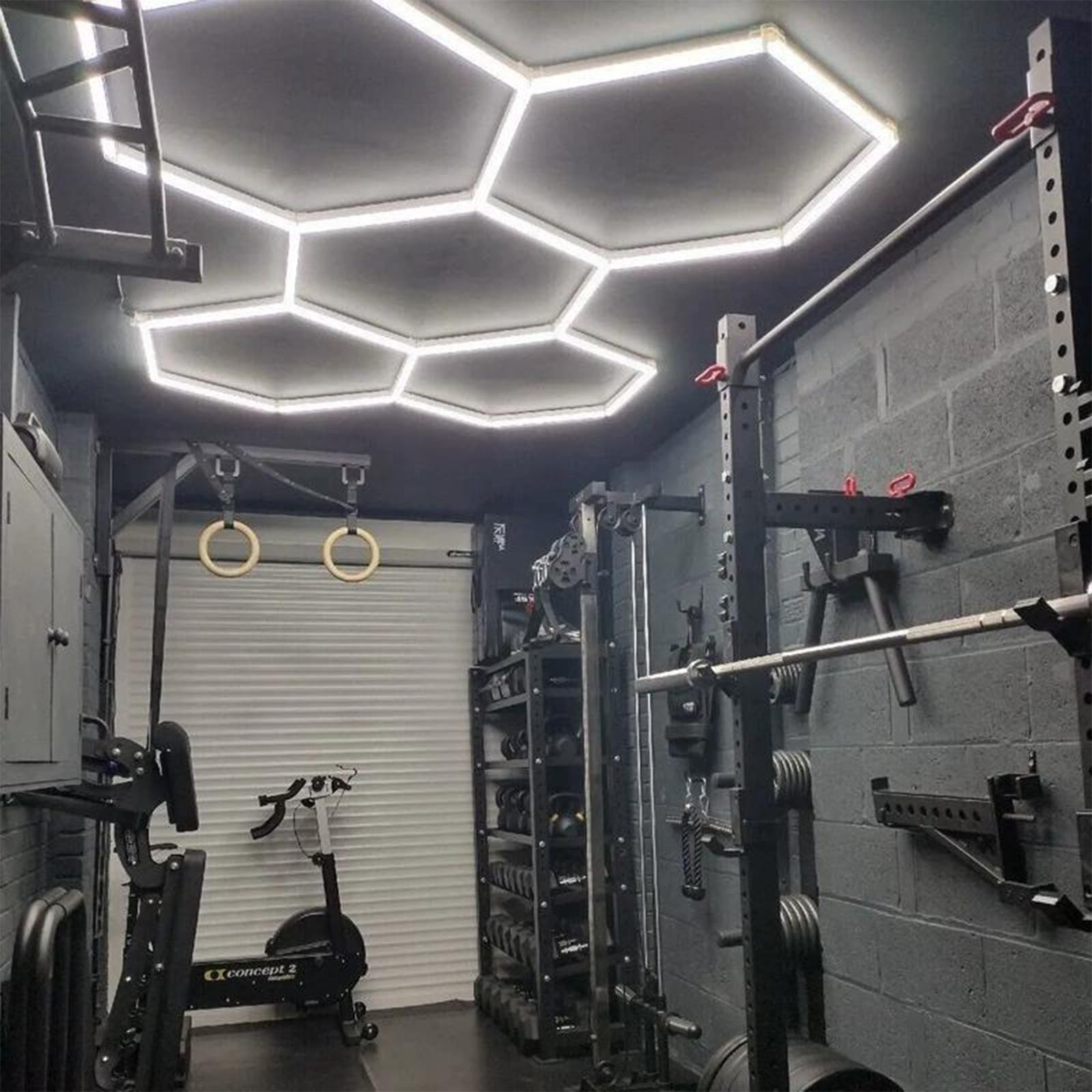 5 rejillas / 14 rejillas DIY llevó luz de techo de panal de abeja luces led, luces de la tienda de la rejilla hexagonal luz de techo enchufable para almacén taller gimnasio A