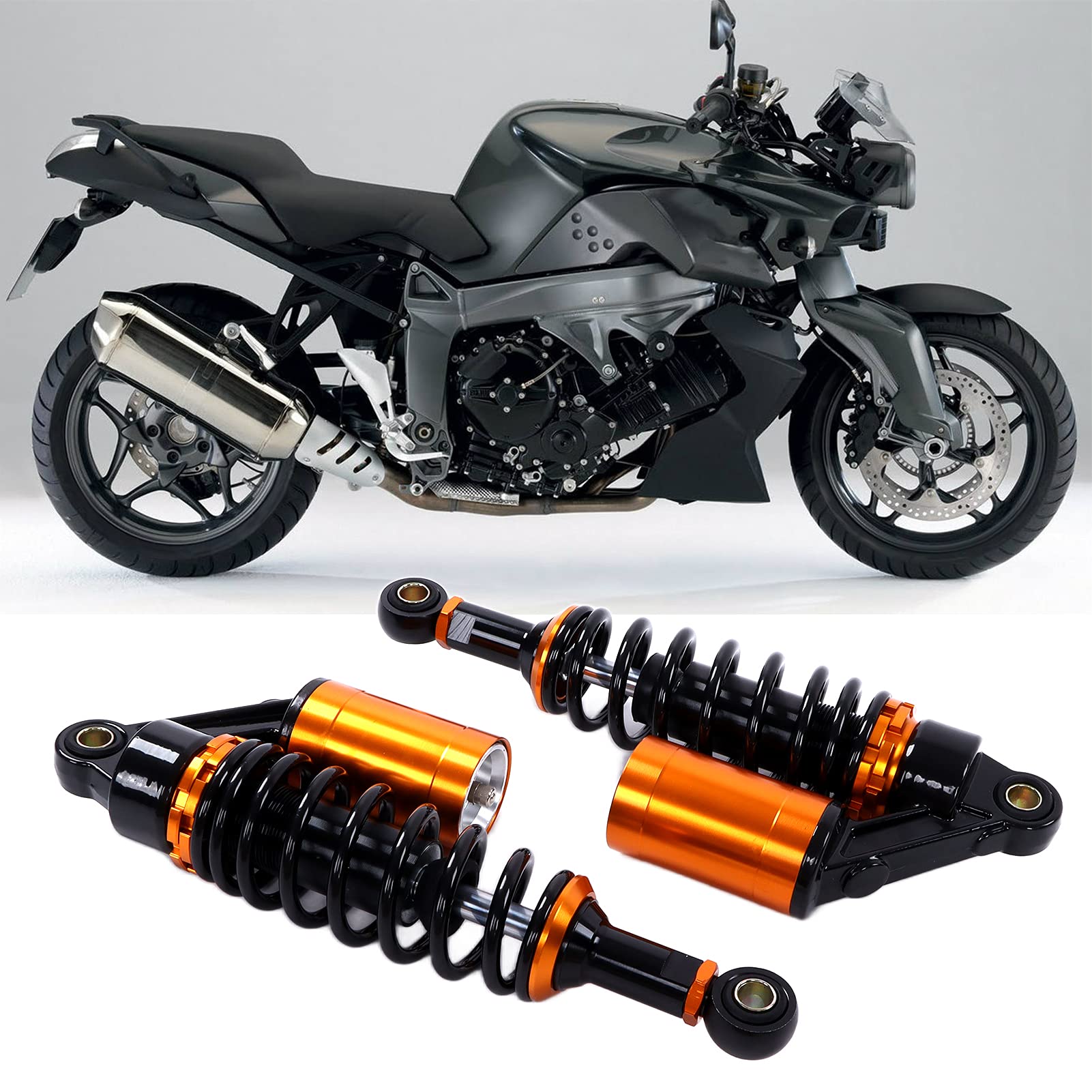 Akozon Motocyklowy Amortyzator, Para 280mm Motocyklowy Amortyzator Pneumatyczny Bezpieczny Sprężynowy Projekt Uniwersalny do Skutera ATV Go Kart Quad Dirt Sport Bikes