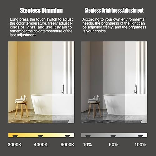 Miniatura 2 de Espejo de baño LED redondo con luces retroiluminadas de 3 colores con luz, espejo de tocador con luces de círculo antivaho Espejo iluminado grande