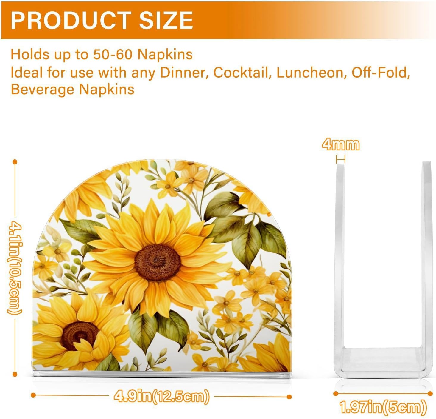 Vintage Sunflower Napkin Holder for Table Upright Paper Napkin Storage Dispenser Freestanding Modern Napkins Holder for Kitchen Dinner Table Restaurant Countertop, 1Pack