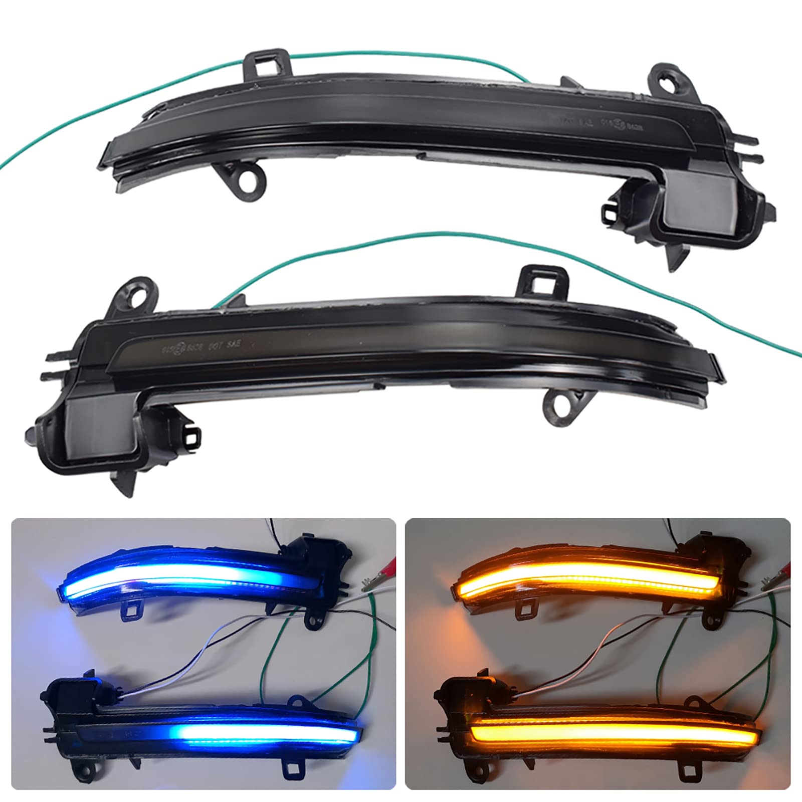 EOHMAK Dynamic Side Mirror Turn Signal Light 2PCS Flowing Water Blinker Flashing Indicator LED Turn Signal Lights For BMW 1 2 3 4 Series X1 F20 F22 F30 F34 F32 E84 i3 (Blue&Yellow)
