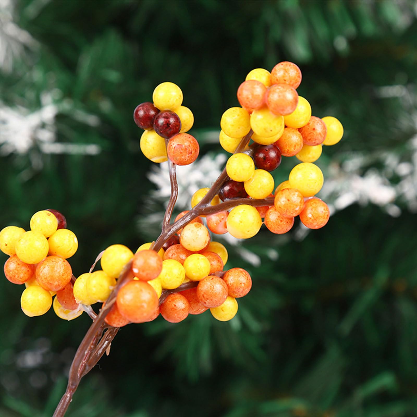 Toyvian 12pcs Christmas Decoration Christmas Ornaments Garland Decor Plastic Yellow Artificial Berry Branches Christmas DIY Berries Fake Berry Picks Decorate Decorations Accessories Branch - Image 3