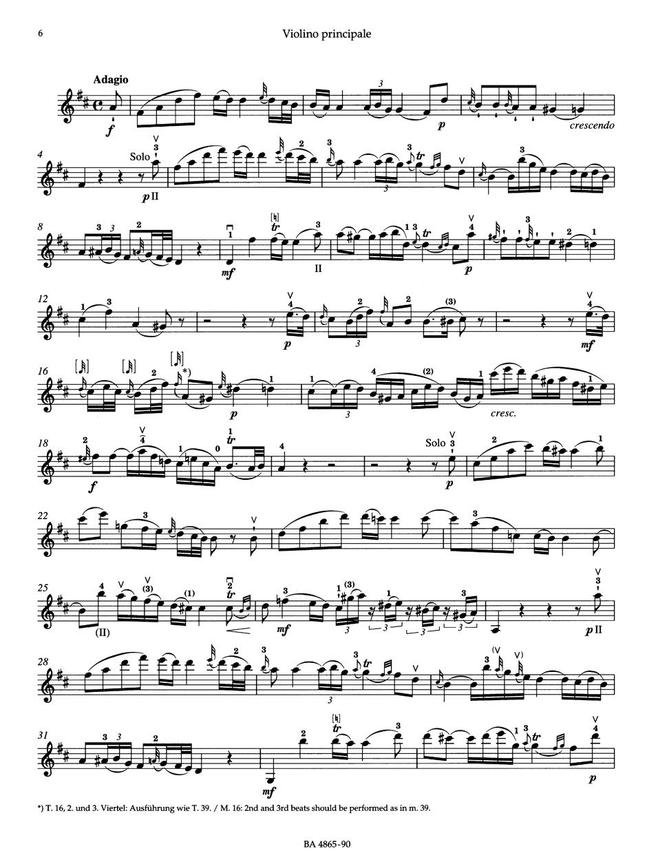 Konzert für Violine und Orchester Nr. 3 G-Dur KV 216. BÄRENREITER URTEXT. Klavierauszug, Stimme, Urtextausgabe