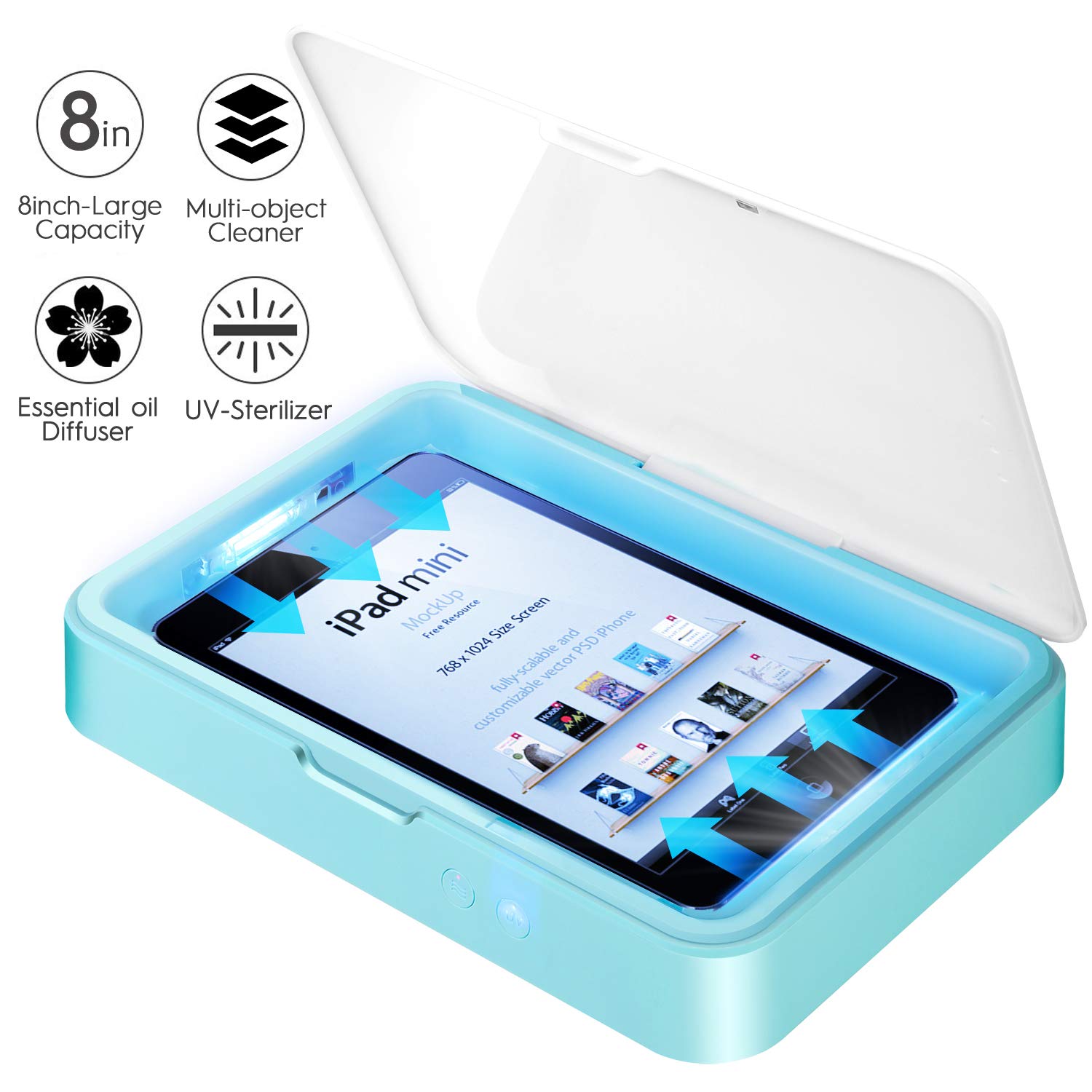 IFLOVE Cell Phone Sterilizer Light Smartphone Cleaner Large Capacity Aromatherapy Function Disinfector Machine for Android iPhone iPad Mini (White)