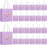 Vista 9 de Honoson 30 mini bolsas de regalo con asa de 4 x 2.75 x 4.5 pulgadas, pequeña bolsa de papel de agradecimiento para boda, baby shower, cumpleaños