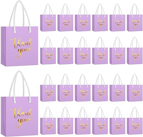 Miniatura 9 de Honoson 30 mini bolsas de regalo con asa de 4 x 2.75 x 4.5 pulgadas, pequeña bolsa de papel de agradecimiento para boda, baby shower, cumpleaños