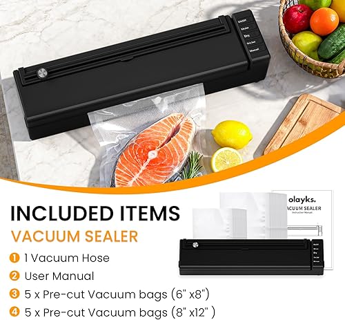 Miniatura 7 de Máquina selladora al vacío para alimentos, 60KPA ahorrador automático de alimentos para secohúmedo, sellador térmico de bolsas con bolsas