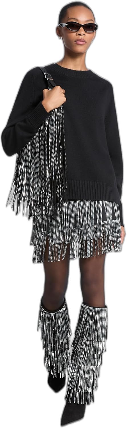 Michael Kors Women's Studded Fringe Mini Skirt