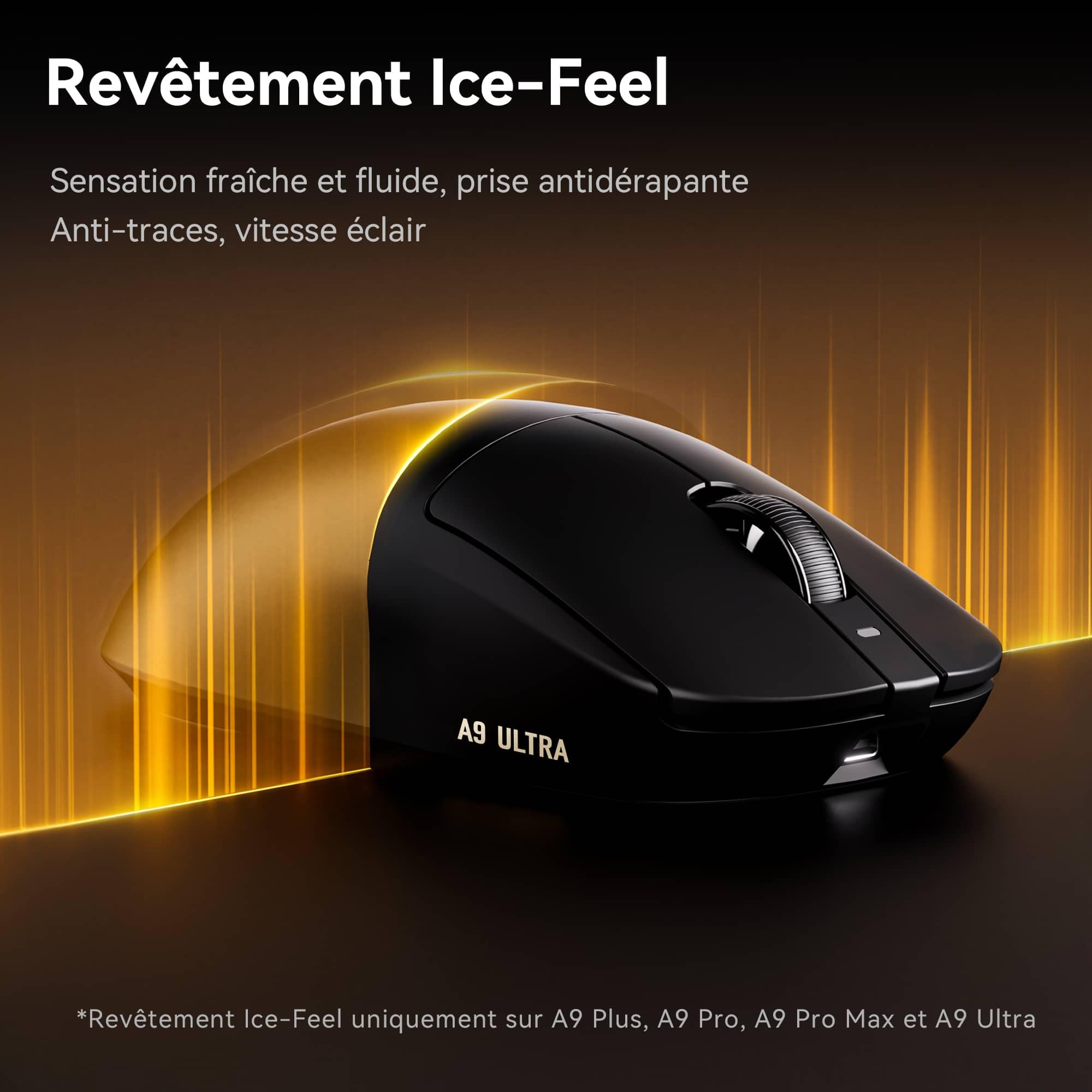 ATK Dragonfly A9 Series Souris de jeu sans fil, légère, 53–57 g, capteur PAW3950 Ultra / PAW3395, jusqu'à 42 000 DPI, polling 8K, revêtement glacé, connectivité trimode (A9 Plus, blanc)