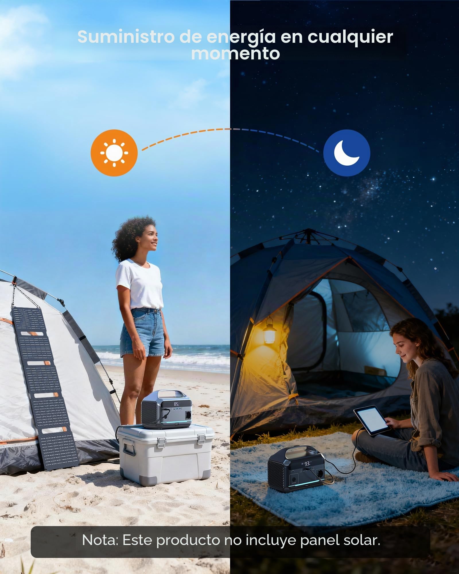 Estación de energía portátil de 350 W, batería LiFePO4 de 288 Wh, generador solar con 1 enchufes de 350 W CA (punta de 700 W), carga rápida en 2,2 horas, almacenamiento de corriente móvil para