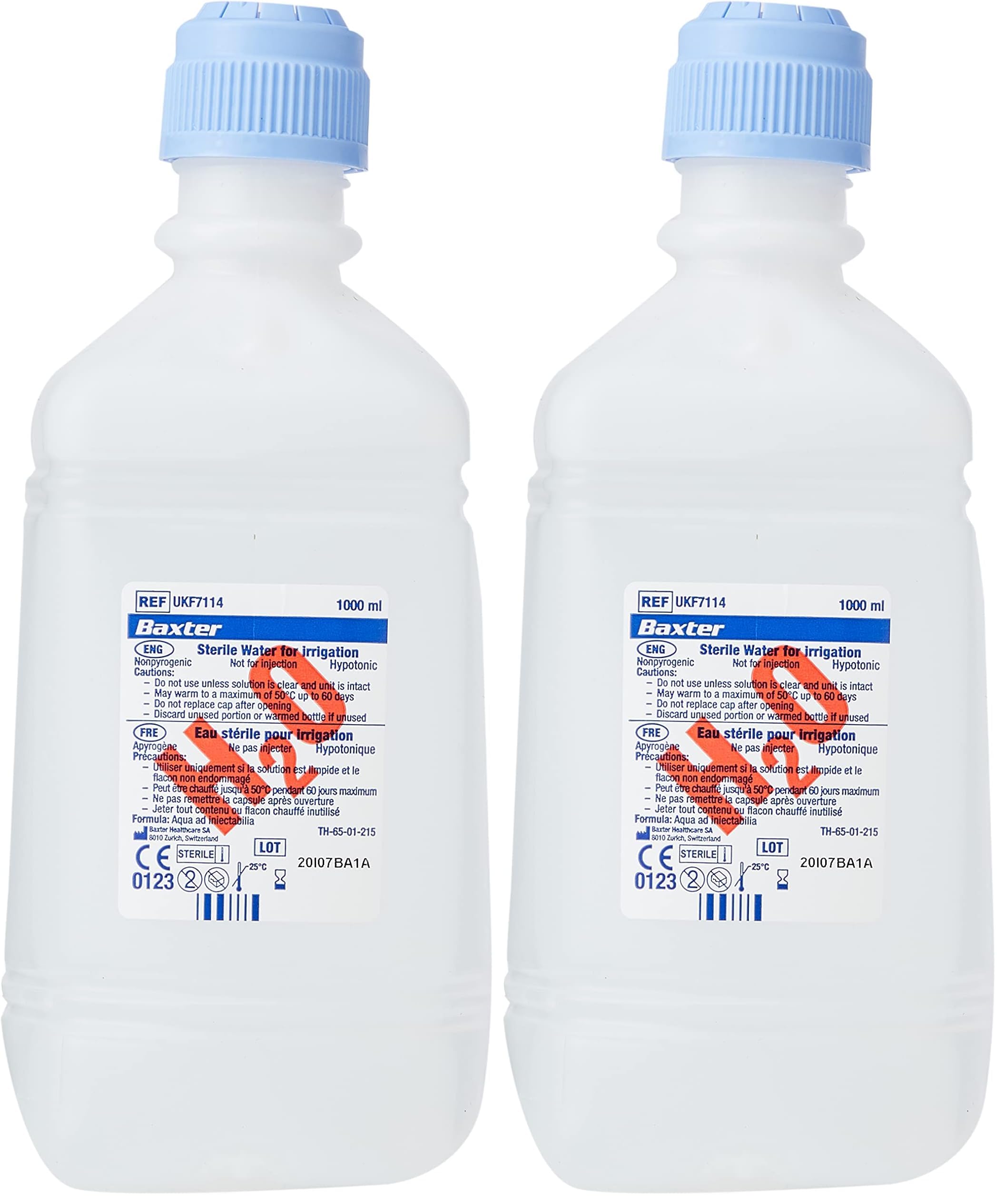 Baxter UKF7114 Single Sterile Water, 1 Litre (Pack of 2)