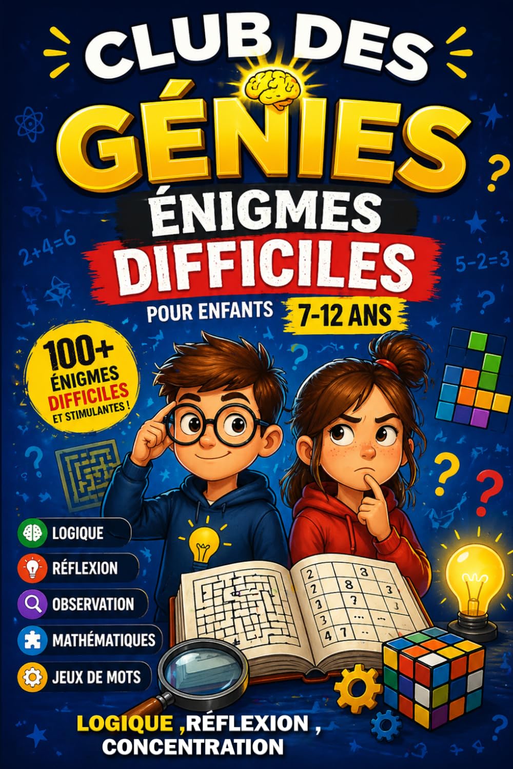 Club des Génies : Énigmes Difficiles pour Enfants 7–12 ans: 100 Défis Logiques et Enquêtes Avancés pour Développer l'Esprit Critique et la Concentration