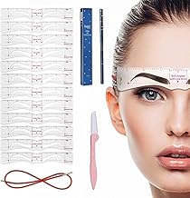 Eyebrow Stencil for Beginners, 12 Styles Eyebrow Stencil Set with Fixed String and Eyebrow Shaver, Reusable DIY Stamp for Quick Makeup
