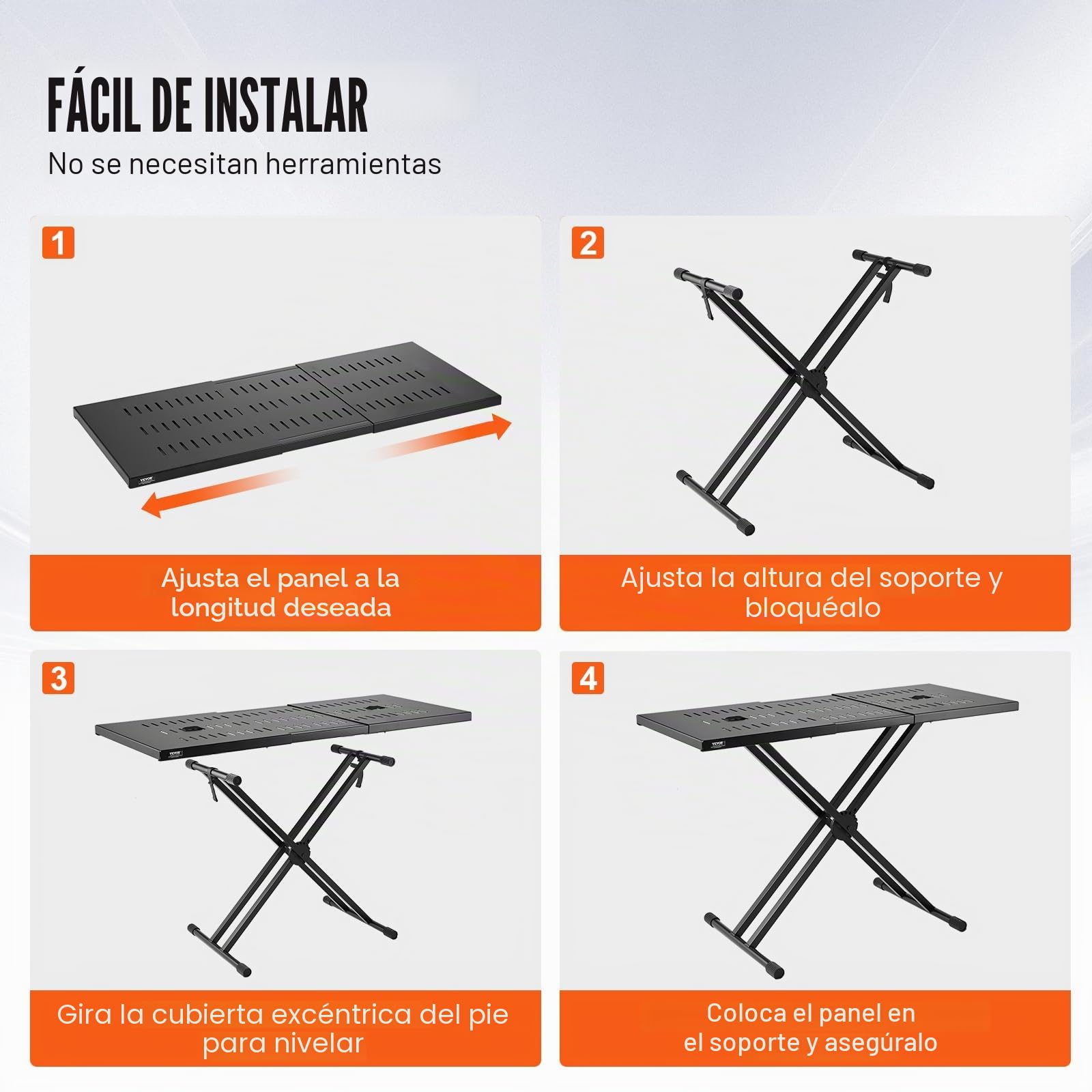VEVOR Mesa para DJ con Soporte Portátil para Computadora Portátil y Controlador de DJ Cabina para DJ Altura Ajustable 460-850 mm Soporte para Teclado y Tablero Plegable en X para Mezclador de Audio