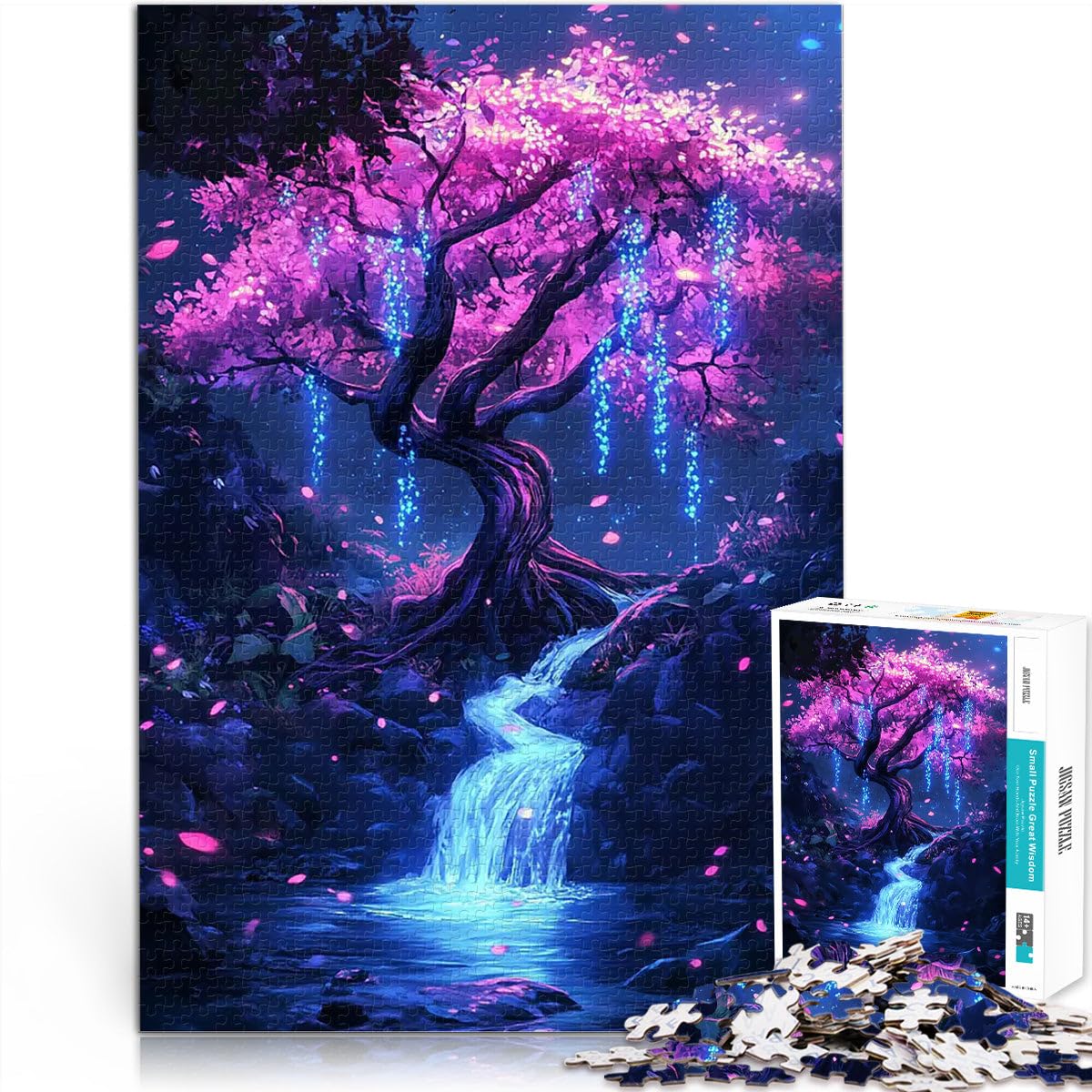 1000 Piece Jigsaw Puzzles for Adults Jigsaw Japanese Pink Flowers Tree Entspannungsspiele tolles Geschenk75x50cm — image 1