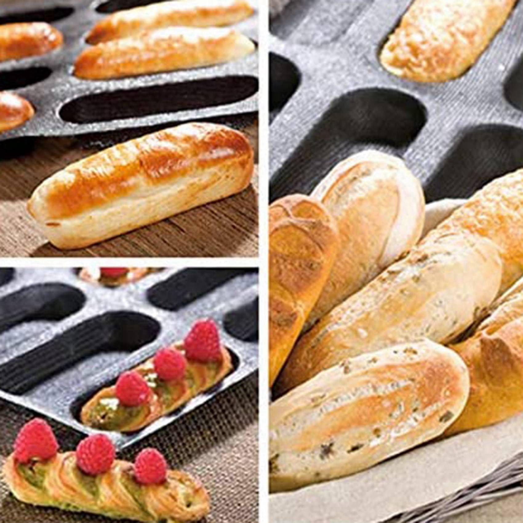 Speesy 3X 12 Trous en Silicone Pan-Antiadhésif Percé pour Pain, Moules pour Hot Dog, Doublures de Four Moule à Pain