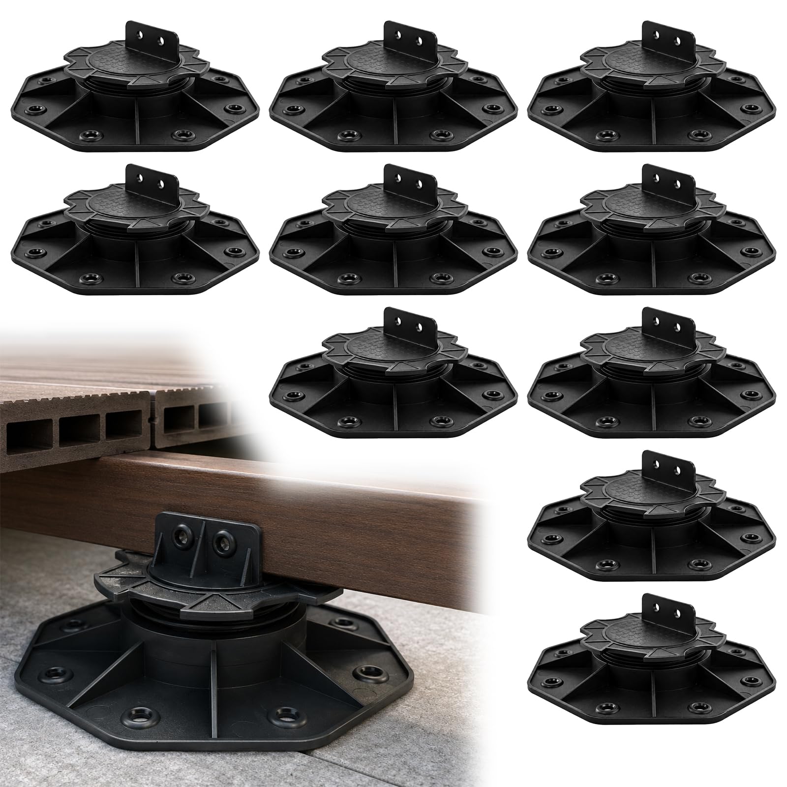 10PCS Decking Pedestal Adjustable 18-30mm, Heavy Duty Decking Feet