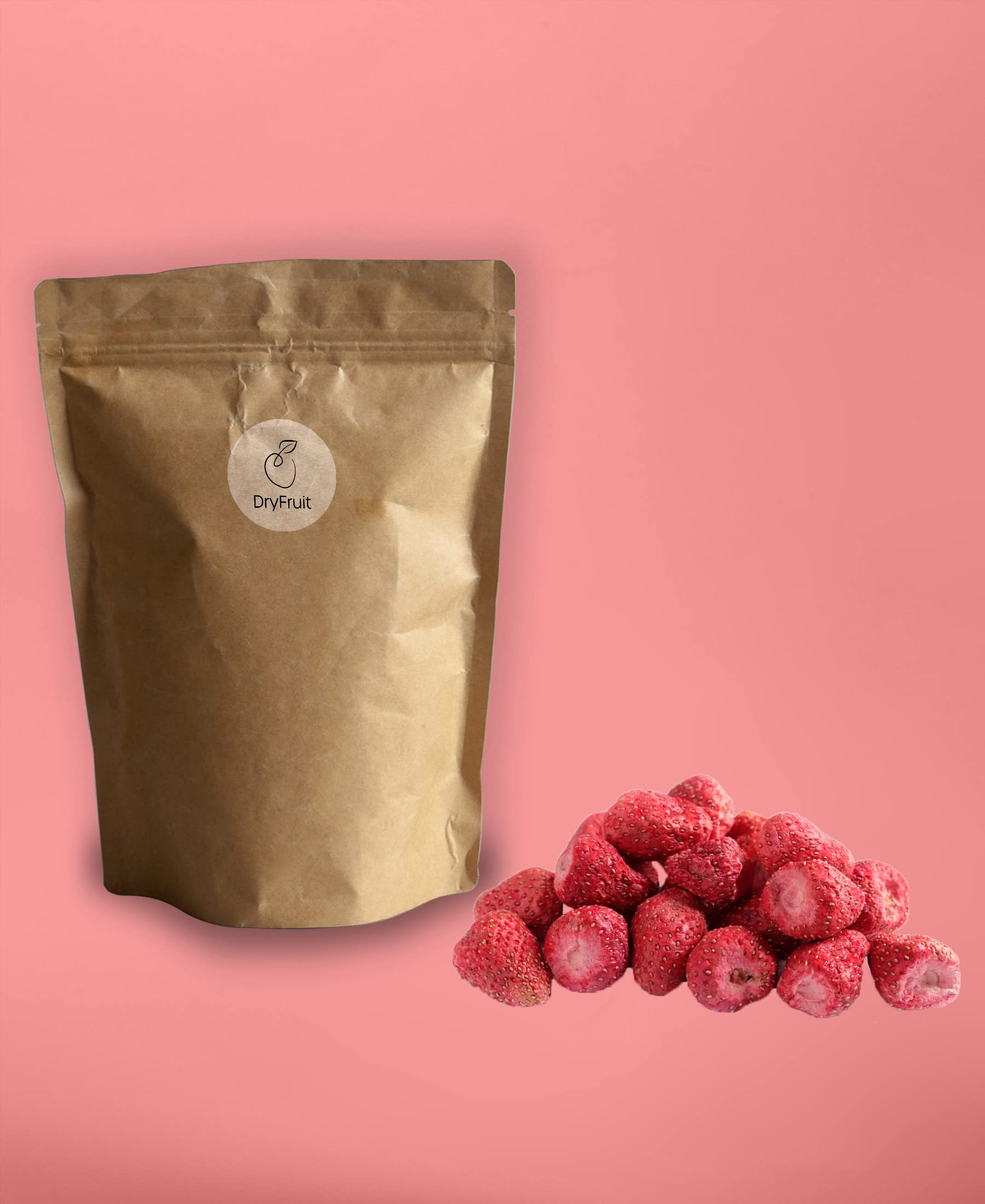Dry-Fruit - Erdbeeren gefriergetrocknet 1 KG | Jumbo | ohne Zusätze, ohne Farbstoffe - naturbelassen | gefriergetrocknete Früchte | ideal als gesunder Snack, im Smoothie oder Müsli
