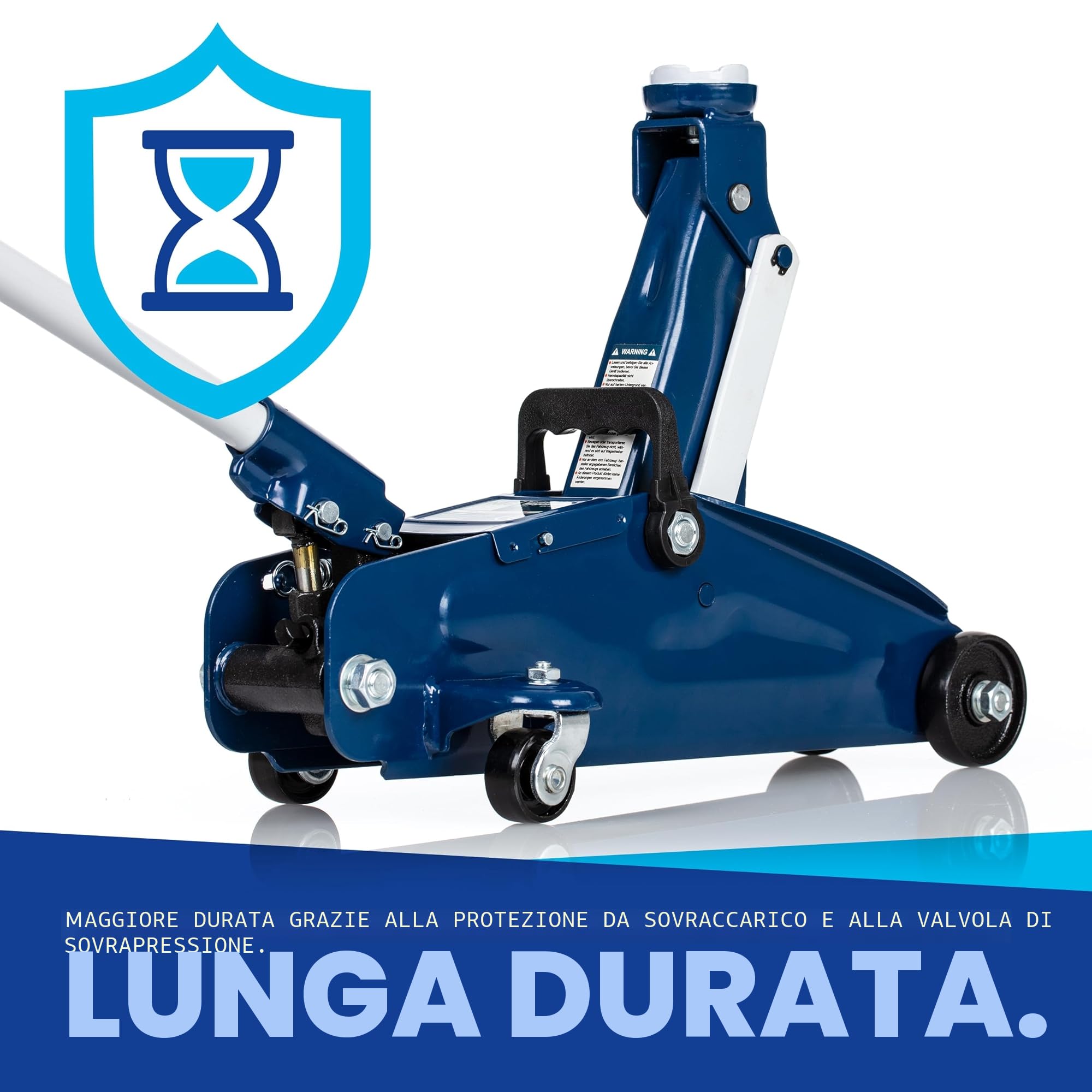 Cric idraulico NTG 2T (2000 kg) - Certificato TÜV - Cric mobile e manovrabile con struttura in acciaio, altezza di sollevamento 130-330 mm - Per autovetture, autoveicoli, cambio pneumatici
